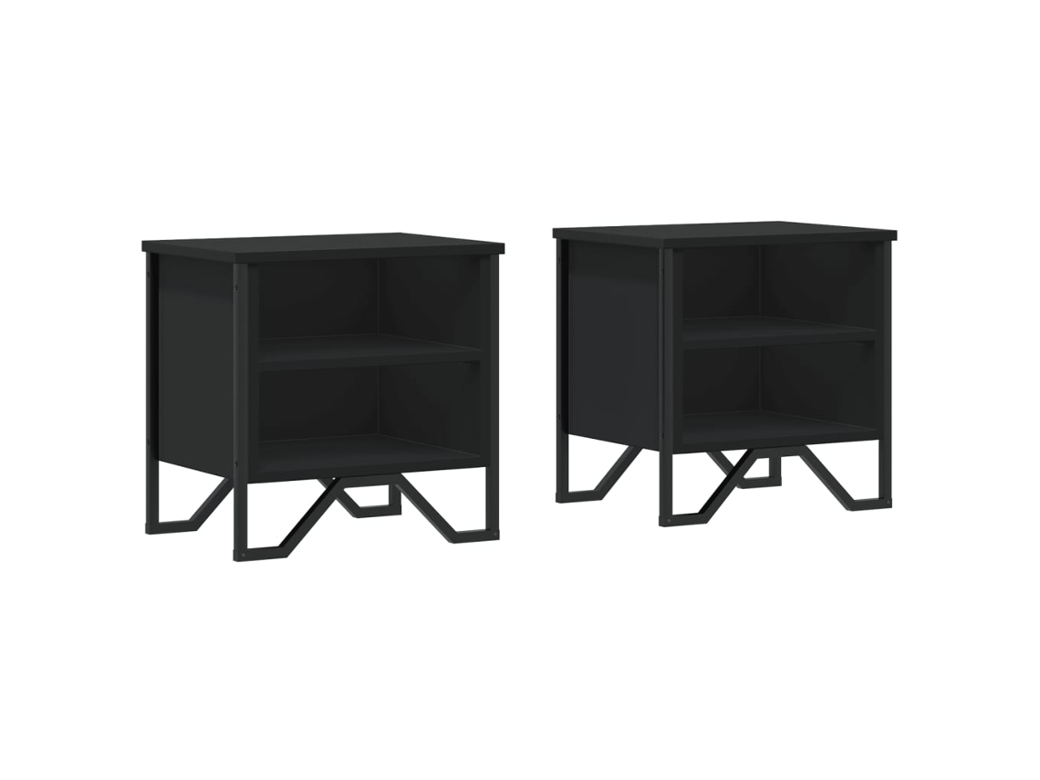 Bedside Cabinet, Bedside Cabinets Vidaxl Preto Madeira Processada (n/a)