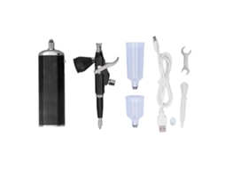 Kit De Aerógrafo Recargable 30psi Com Compressor, Taça De Pintura E Tampa De Bico Para Maquiagem