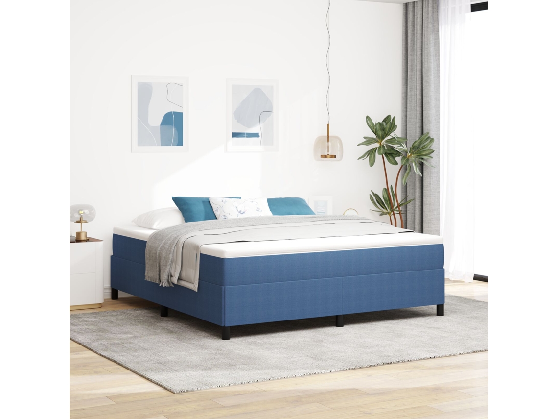 Cama Azul 180x200 Cm Em Tecido Damasco