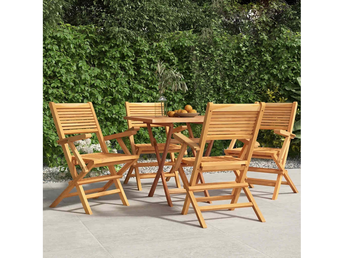 Vidaxl Cadeiras De Jardim Dobráveis 4 Pcs 55x62x90 Cm Teca Maciça