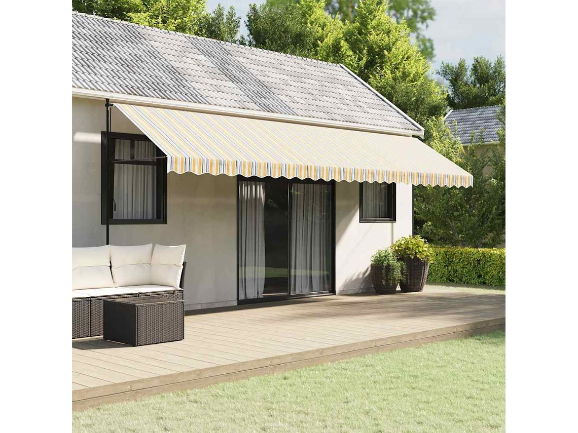 Vidaxl Tecido De Substituição Para Toldo Laranja E Azul 580x345 Cm Poliéster