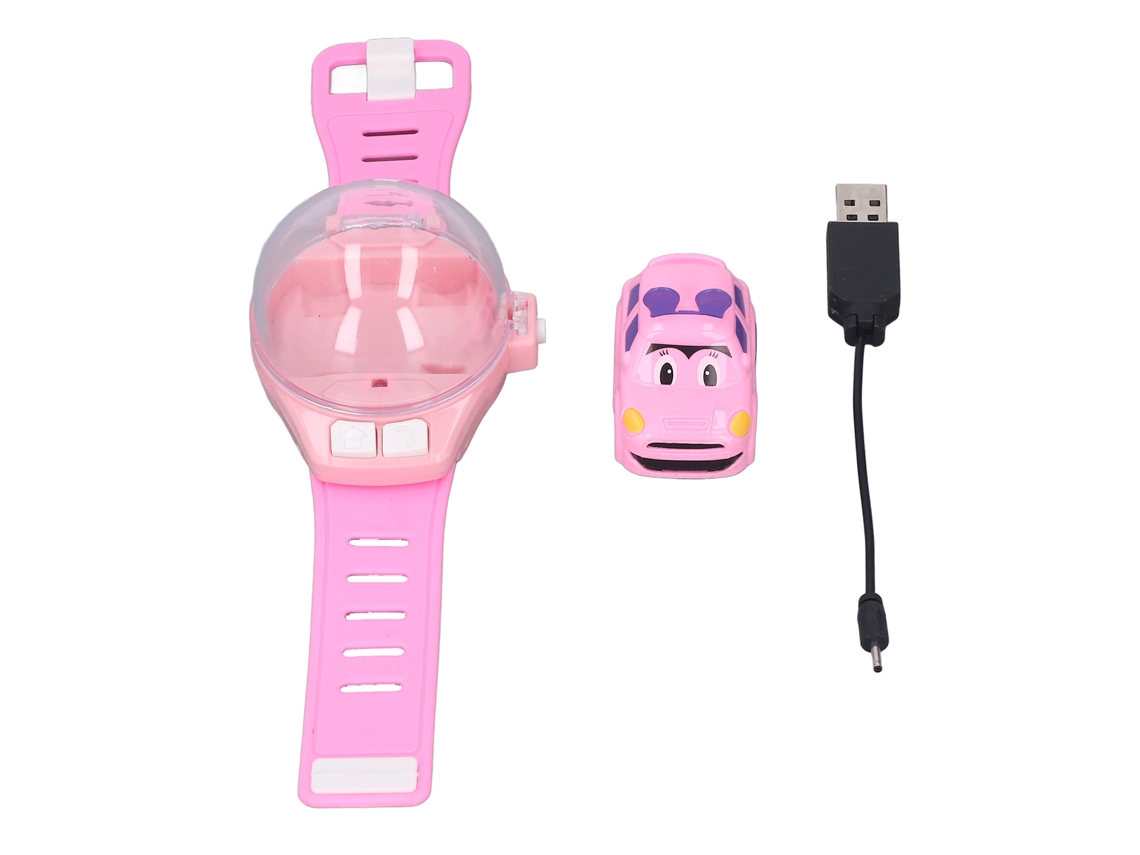 Relógio Carrinho Rc Mini Silicone Usb Rosa para Crianças