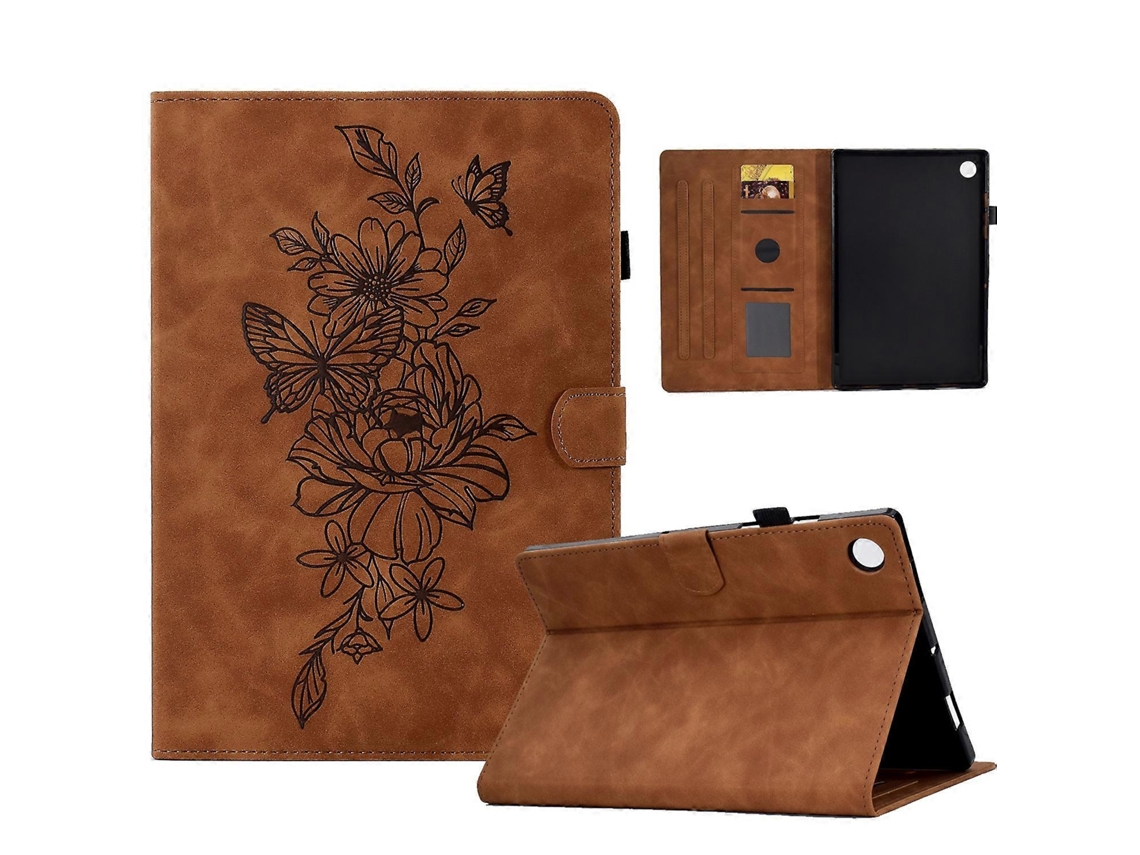 Capa De Couro Com Estampa De Peônia E Borboleta Para Tablet Huawei Matepad Se