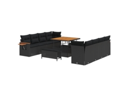 Conjunto 11 Móveis De Jardim Vidaxl Preto Vime Pe (100 X 100 X 71 Cm)