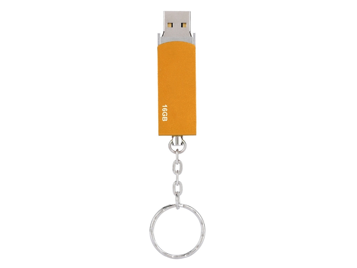 Ultra Fino Pen Drive Chaveiro Impermeável De Metal 16g Em Ouro Luz Dourada