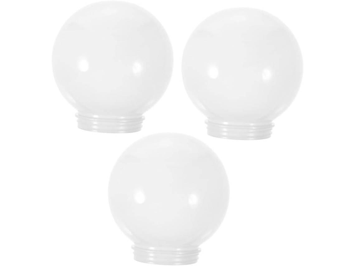 Conjunto De 3 Luminárias De Acrílico Em Formato De Globo Com Cúpulas Decorativas Para Uso Externo, Diâmetro