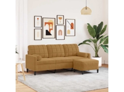 Vidaxl Sofá De 3 Lugares Com Apoio De Pés 180 Cm Veludo Castanho