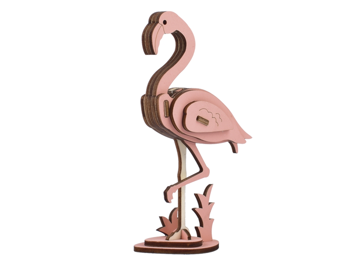 Modelo 3d Em Madeira. Desenho De Flamingo. 20 Peças. 7x4x13 Cm.
