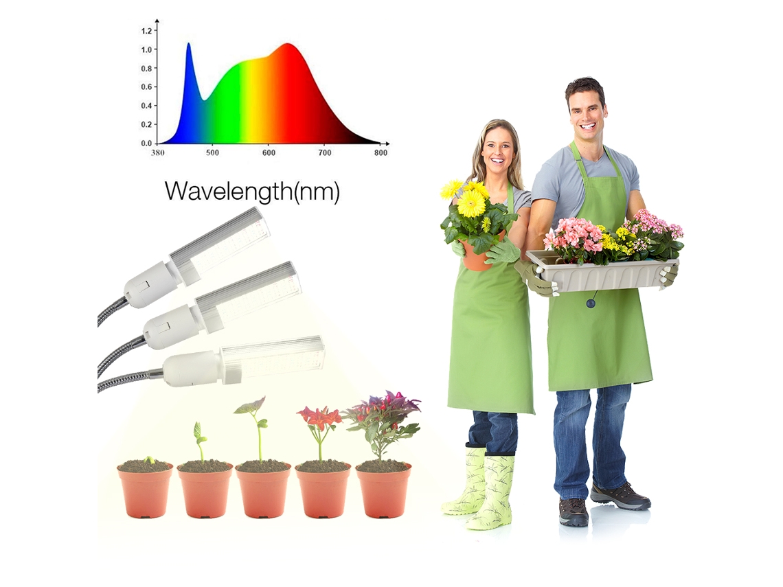 Luz Led De Crescimento Para Plantas Interiores Com Timer E 360° Flexível