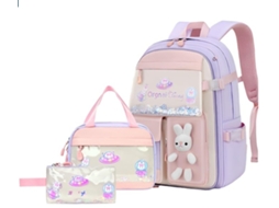 Mochila Escolar De Três Peças Com Lancheira E Estojo Para Meninas Adolescentes Roxo Siurn
