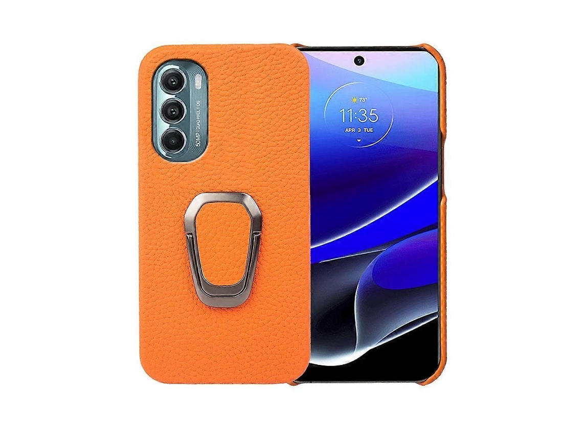 Capa De Celular Em Couro Com Textura De Lichia E Suporte De Anel Para Motorola Moto G Stylus 5g 2022
