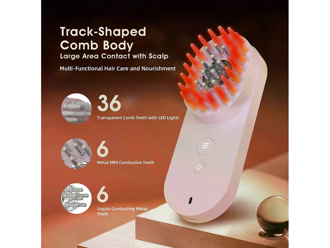 Escova Para Crescimento Capilar, Cuidados Com Os Cabelos, Pente Para Massagem No Couro Cabeludo, Mini Pente Para Terapia Led Ems. Jinyubo Store