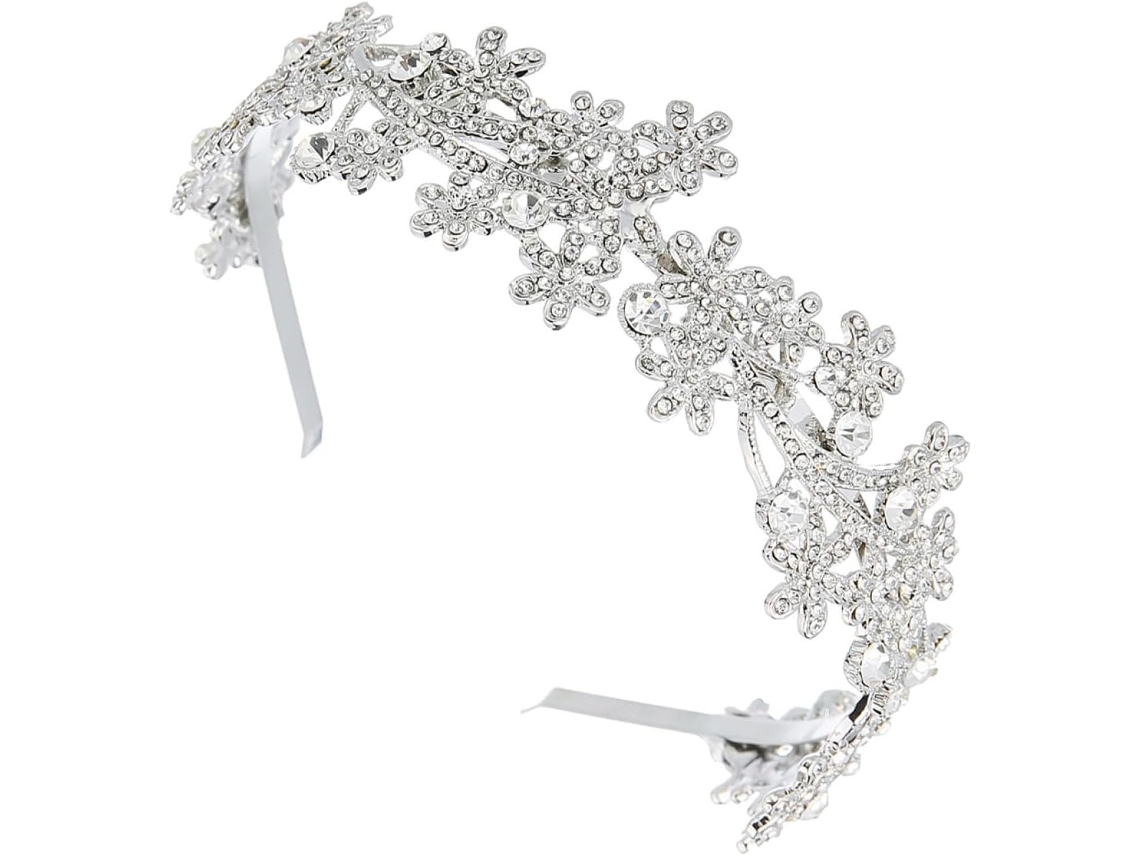 Tiara Vintage Com Strass E Flores - Acessório De Cabelo Feminino