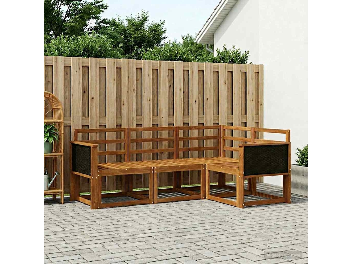 Vidaxl Conjunto De Sofás Para Exterior 4 Unid. Natural
