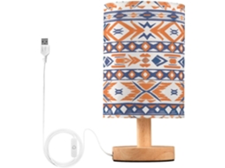 Abajur De Cabeceira Vintage Com Estampa Étnica Para Quarto, Portas De Carregamento Usb C, Luminária De Mesa Cabeceira