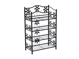 Sapateira. Suporte Para Plantas. Suporte Para Flores. Prateleira Independente. Suporte. 4 Níveis. Metal. 59,5 X 30 X 92 Cm. Preto