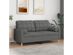 Vidaxl Sofá 2 Lugares +almofadas Decorativas 140cm Tecido Cinza-escuro