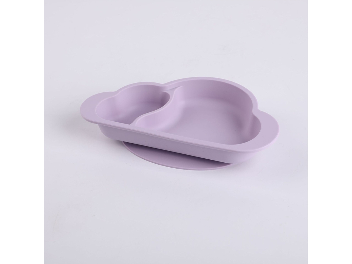 Prato De Silicone Para Bebé Forma De Nuvem Dividido Com Ventosa Prato Antiderrame Para Criança
