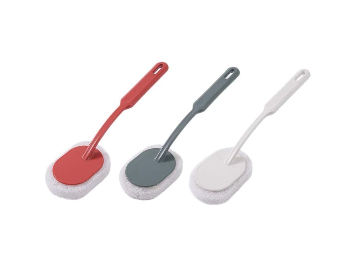 3 cepillos de esponja com mango longo para limpeza de banheiro, azulejos, inodoro, resistente e eficaz S/MARCA