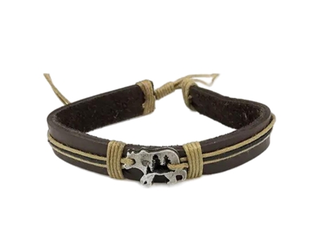 Pulseira ANJU Urso (Couro - Castanho - Ajustável)
