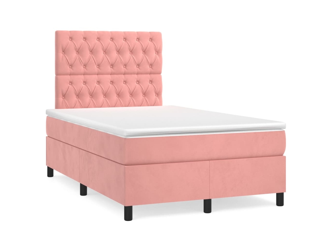 Cama Boxspring com Colchão 120x200 Cm Veludo Rosa MAISON EXCLUSIVE