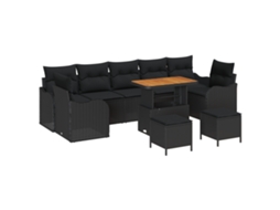 Conjunto 10 Conjunto De Jardim Vidaxl Preto Vime Pe (90 X 55 X 71 Cm)
