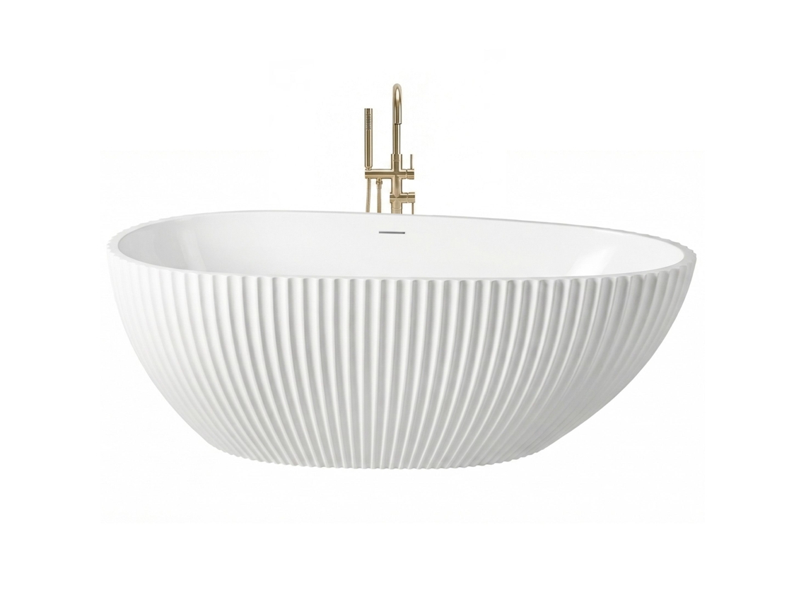Bañera de Pie REA Carmen 170 White With Black Tampa 170 X 84,5 X 59 Cm