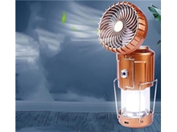 Lanterna De Campismo Solar 2 Em 1 Com Ventilador Portátil Dourada (l)