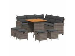 Conjunto de 6 Sofás de Jardim com Almofadões em Vime Preto MAISON EXCLUSIVE