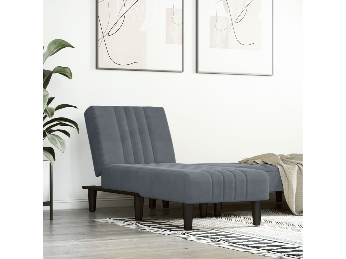 Vidaxl Chaise Longue Veludo Cinzento-escuro