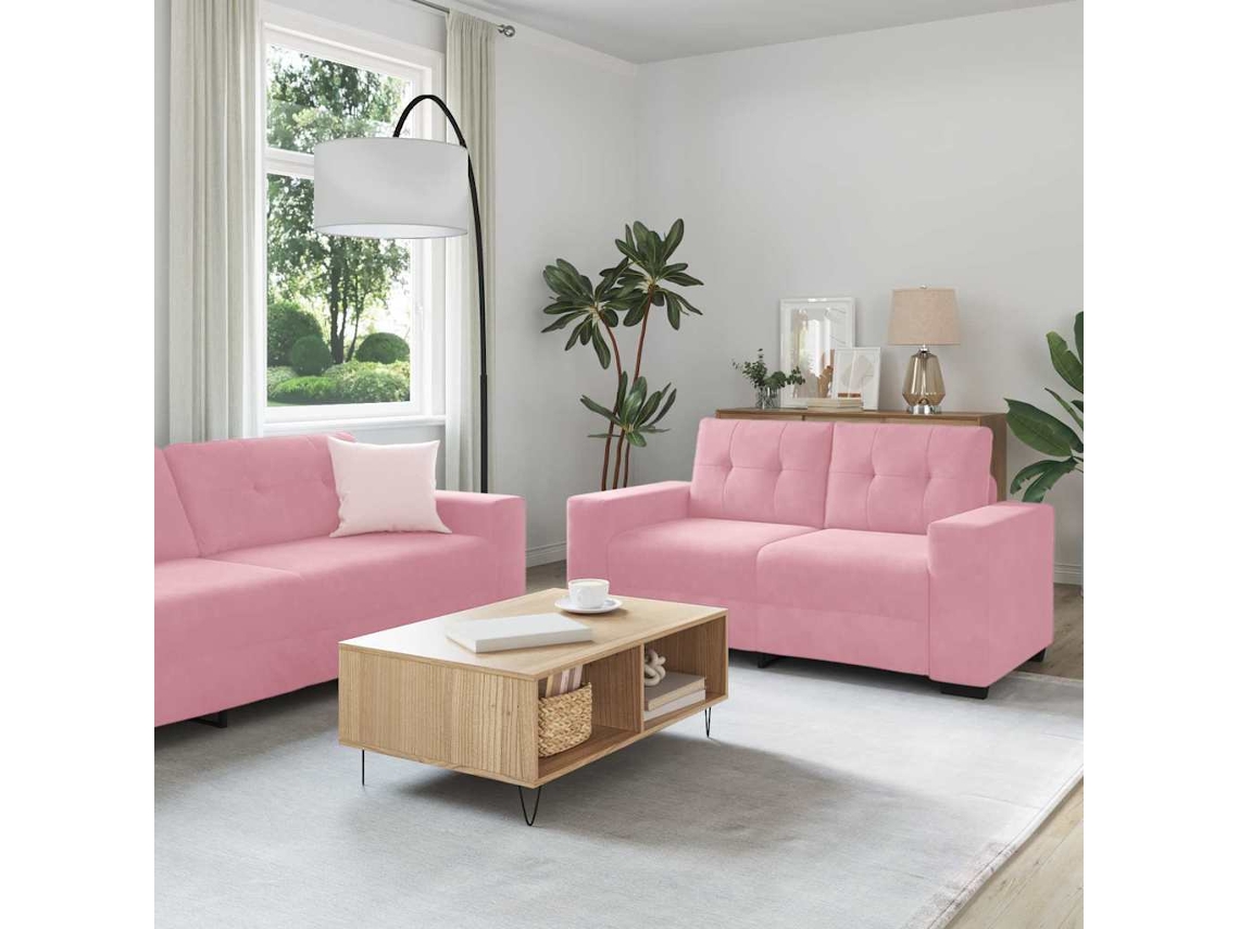 Vidaxl Conjunto De Sofás 3 Unid. Rosa Veludo