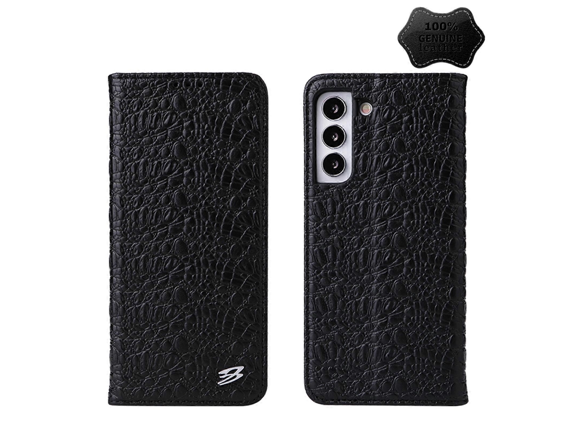 Capa De Couro Magnética Com Textura De Crocodilo Fierre Shann Para Samsung Galaxy S22 5g