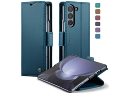 Capa Protetora De Couro Para Celular Com Compartimento Para Cartão, Antifurto E Resistente A Quedas.azul - Samsung Z Fold6