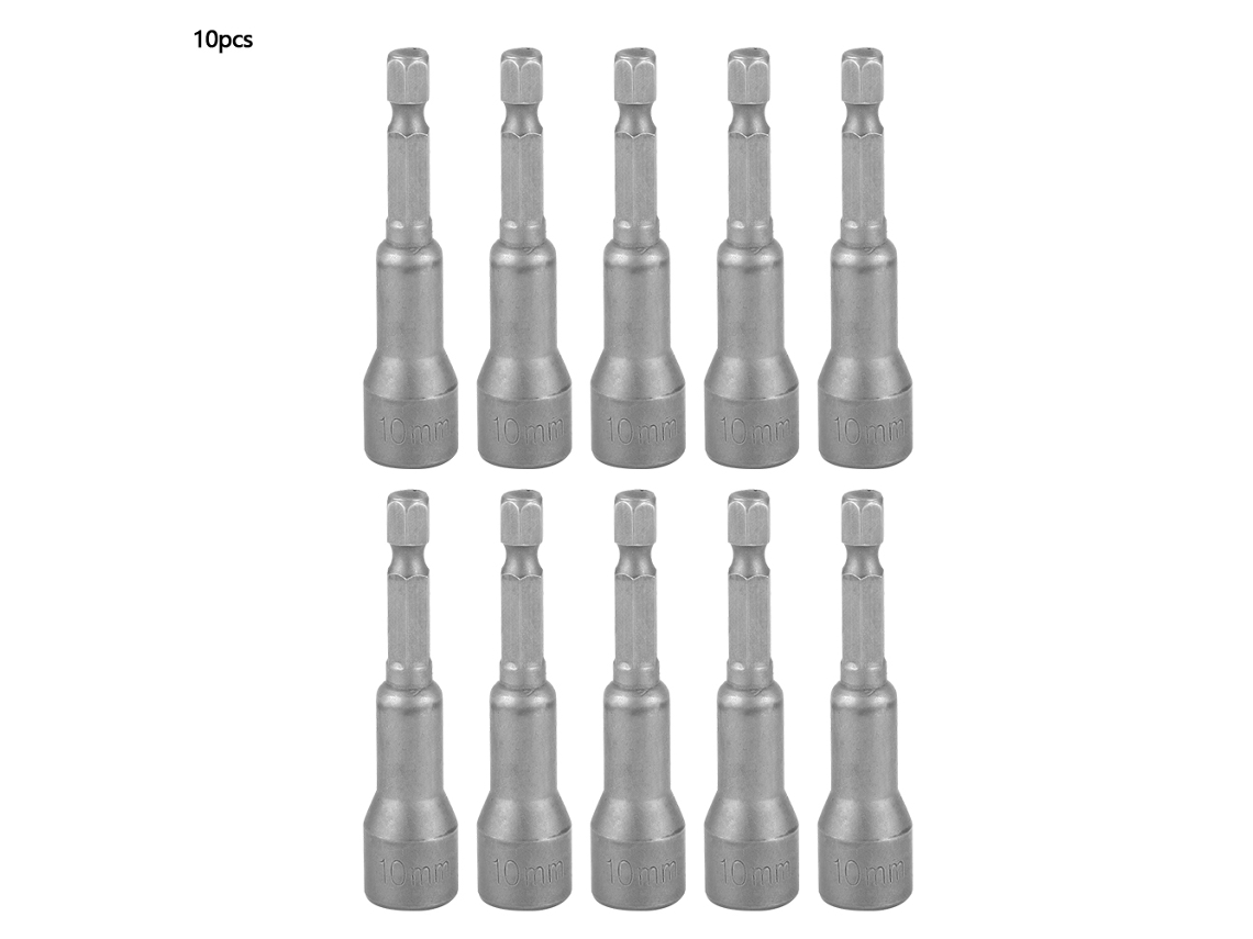 Kit De 10 Socos Magnéticos De Aço Inoxidável Para Parafusadeira Neumática 1/4''*65mm*h10