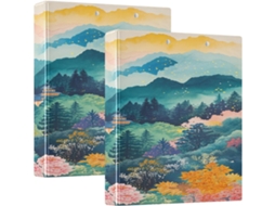 Pasta Redonda De 3, 8cm Com Bolsos, Estampa Paisagem De Beleza Montanhosa, Pacote Com 1 2 Unidades Capa Dura