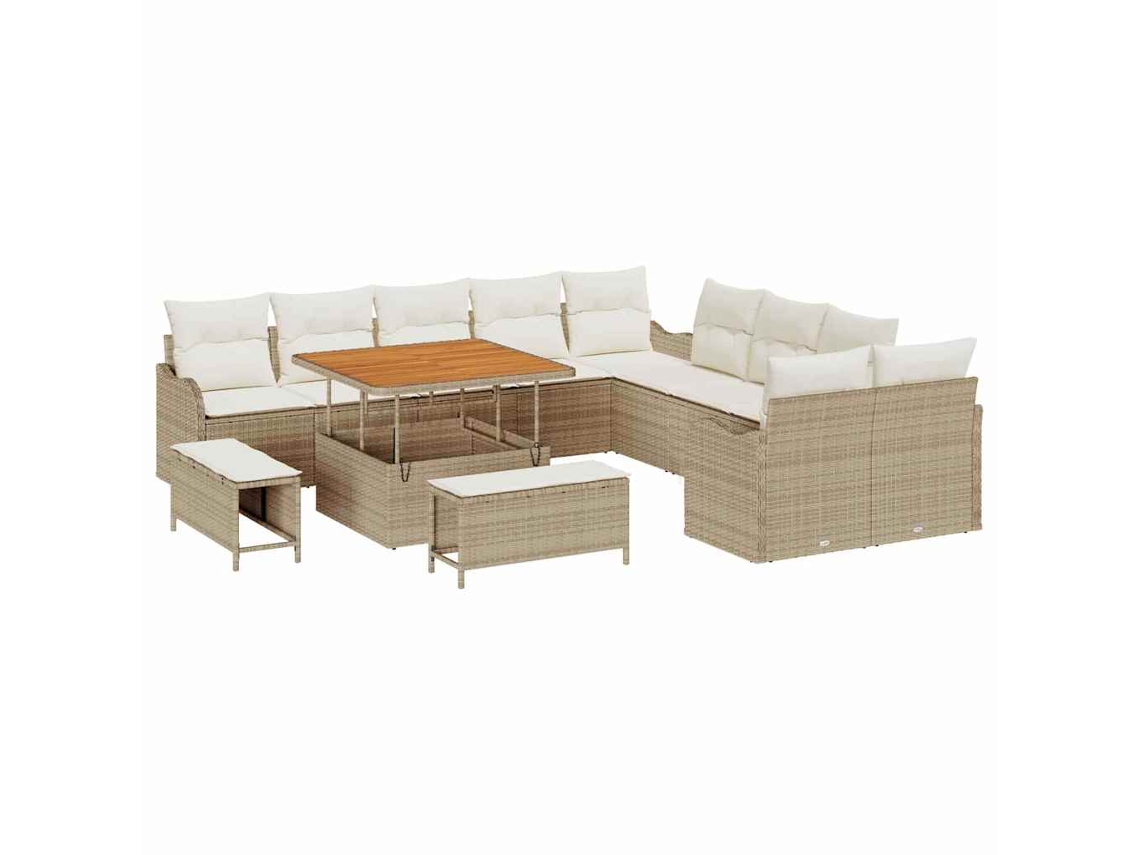 Maison Exclusive - Conjunto De Sofá De Jardim Com Almofada 13 Pcs Bege E Creme