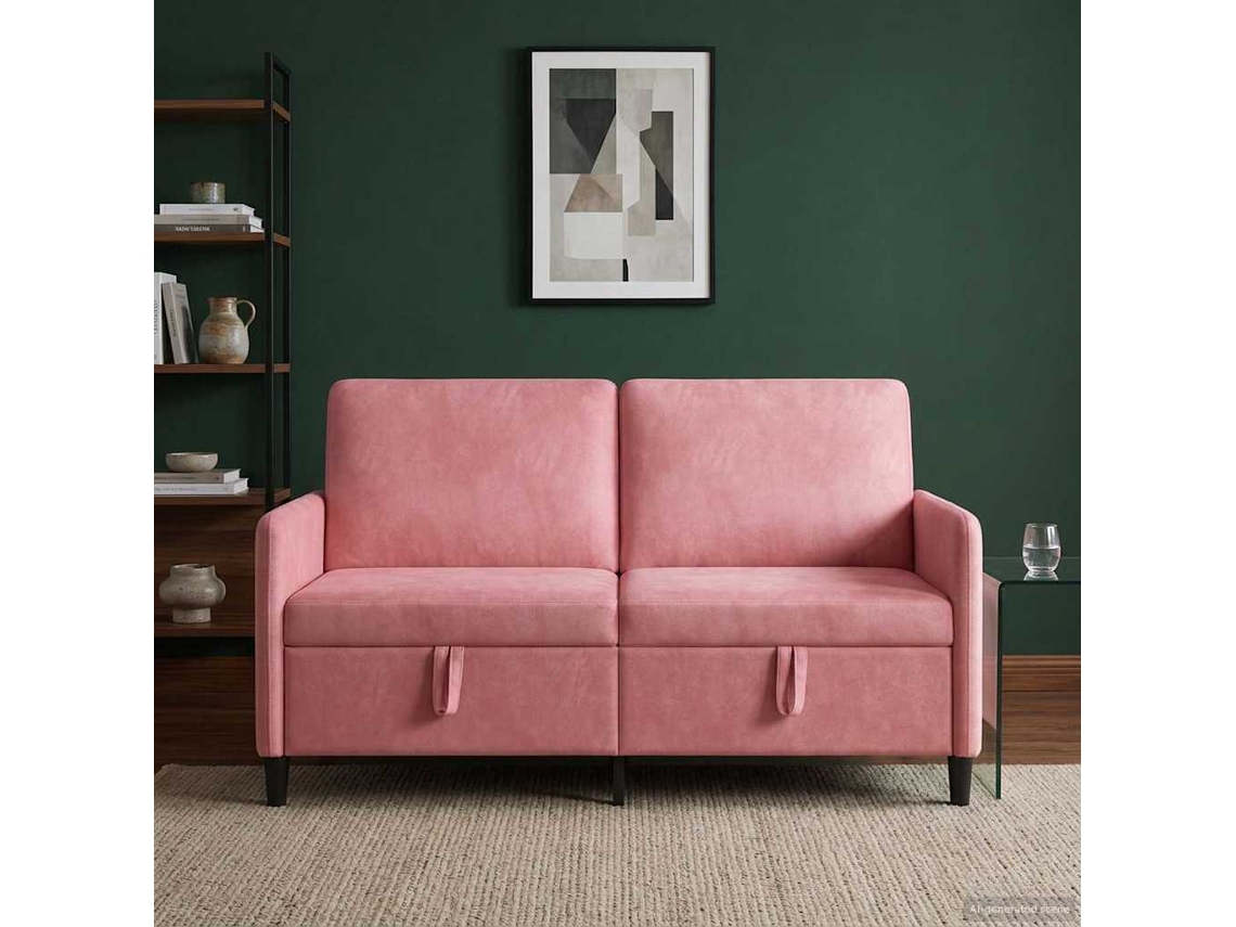 Vidaxl Sofa Com Armazenamento Rosa 152 X 78 X 87 Cm Poliéster