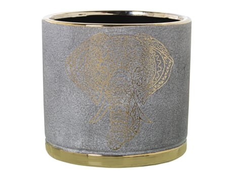 Plantador ALEXANDRA HOUSE LIVING Cinzento Dourado Cerâmica Elefante 18 x 18 x 15 cm