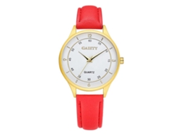 Relógio de pulso analógico Gaiety Quartz com pulseira de PU e mostrador redondo (vermelho)