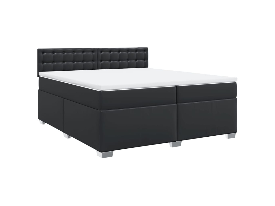 Cama com Molas Couro Artificial Preto MAISON EXCLUSIVE 200x200 cm