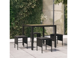Vidaxl Apoios De Pés Para Jardim Com 4 Almofadões Vime Pe Preto