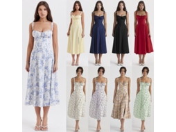 2026 vestido Midi Boho Floral para Mulher com Design de Corset e Decote Halter para Verão, Praia e Festas