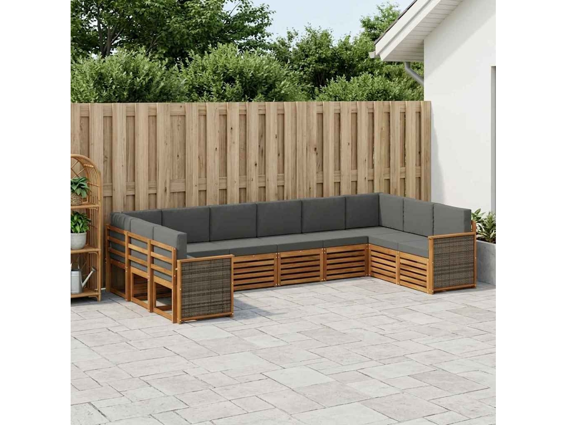 Vidaxl Conjunto De Sofá Sectional 7 Pcs Natural E Antracite