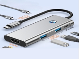 Lurelia Dock Usb-c 8 Em 1 Com 4k 30hz, Displayport, Usb 3.2, Leitor De Cartões, Áudio 3,5 Mm Para Portátil