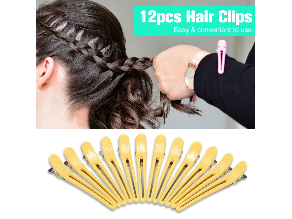 12pcs Grampos De Cabelo Plásticos Para Secionamento E Estilo Salão Clips De Cabelo Duckbill
