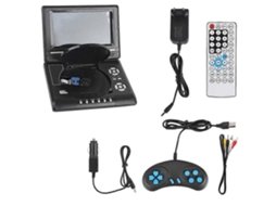 Leitor De Dvd Portátil De 7 Polegadas Com Tela Giratória, Bateria Recarregável, Carregador De Carro, Gamepad E Plugue Ue (100 240 Aquaforge