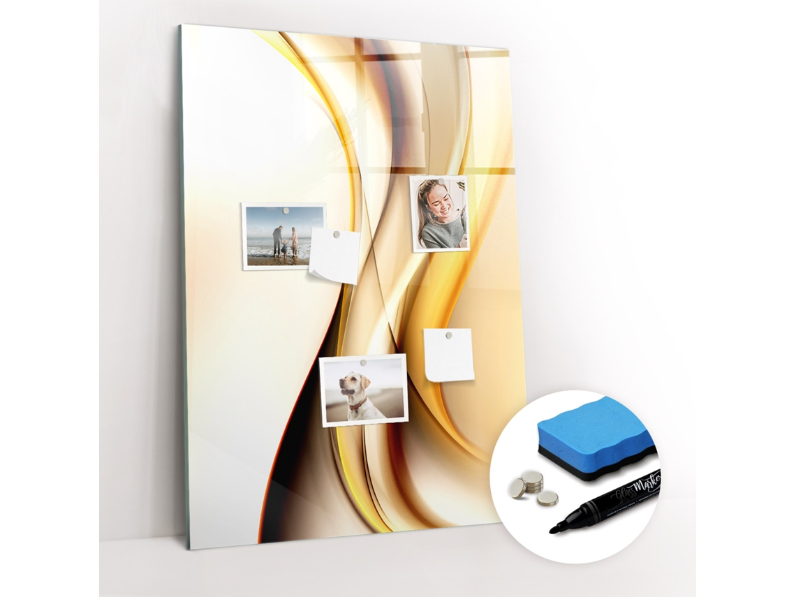 Quadro Magnético Abstração De Onda Dourada Para O Quarto Das Crianças Espelharte (70x100 Cm)
