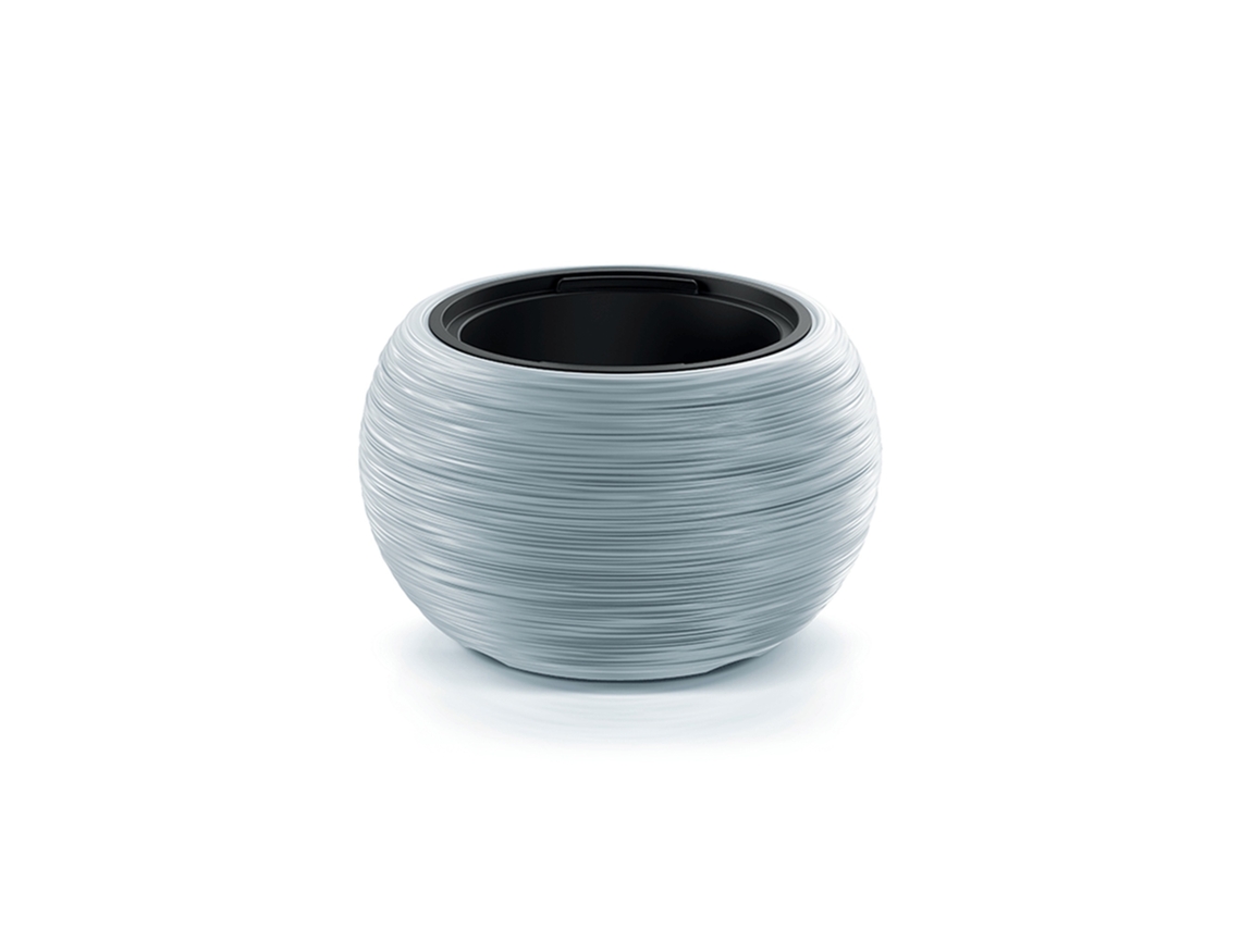 Vaso De Flores Cinza Com Reservatório, 37,8 X 37,8 X 23 Cm, Capacidade De 8 L.