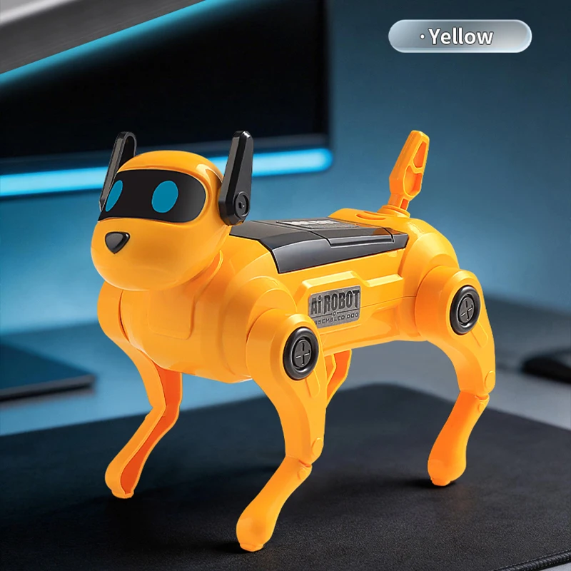 Cachorro Elétrico Faça Você Mesmo, Controlado por Voz, Cachorro Mecânico Dançante, Brinquedo Educativo MDUG (amarelo)