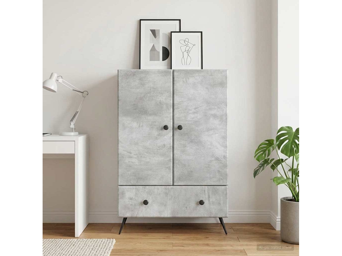 Vidaxl Buffet Cinzento Cimento 66 X 34,5 X 95 Cm Derivados De Madeira